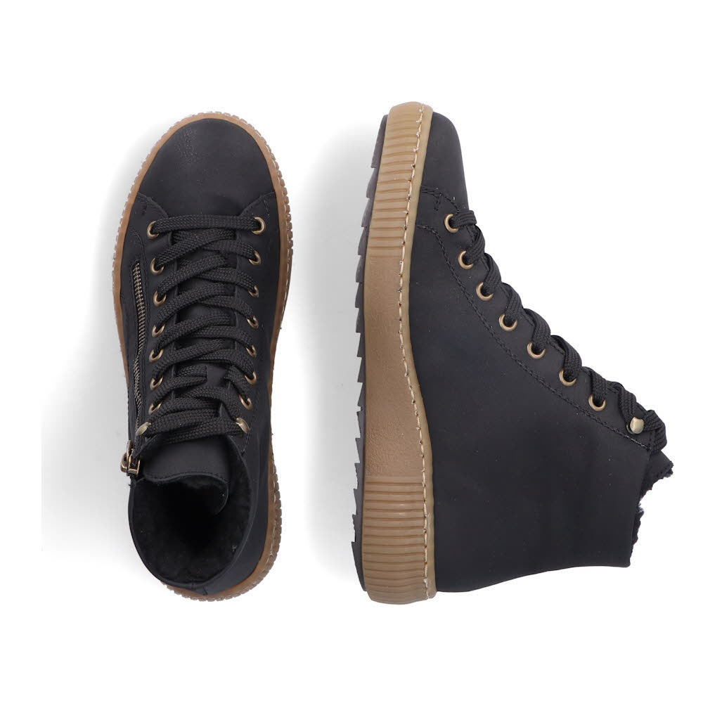 Rieker Damen Schnürstiefel Stiefeletten schwarz