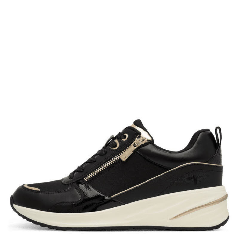 Tamaris Women Lace-up Damen Sneaker Low modisch blavk/gold
