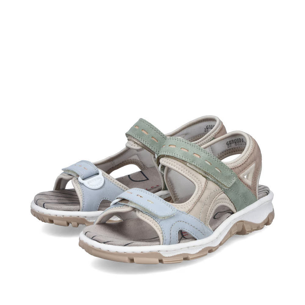 Rieker FSK Damen Sandalen Trekkingsandalen beige/grün/blau