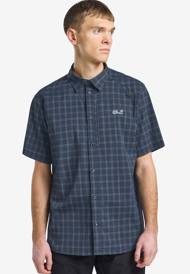 Jack Wolfskin Norbo S7s Shirt Männer Hemd kurzarm kariert blau