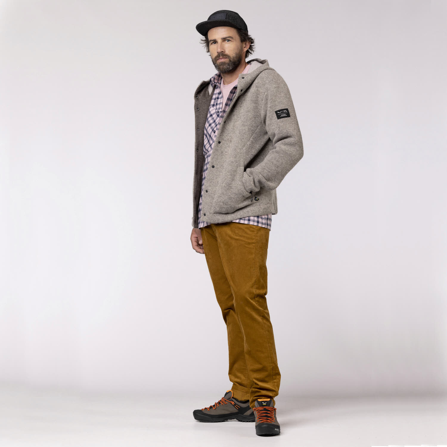 Salewa Sarner Undyed Wool Kapuzenjacke Herren Strickjacke Fleecejacke grau