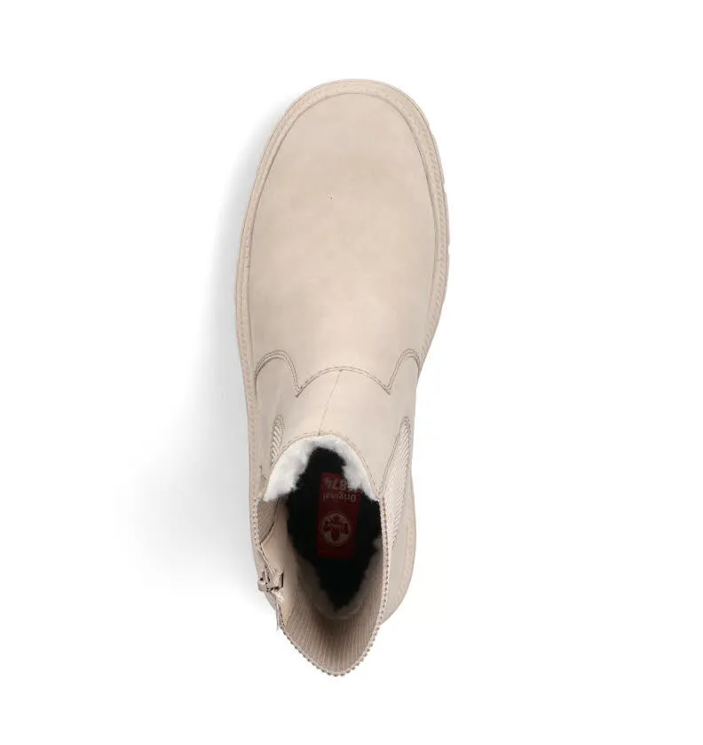 Rieker Damen Stiefeletten Chelsea Boots gefüttert cremebeige