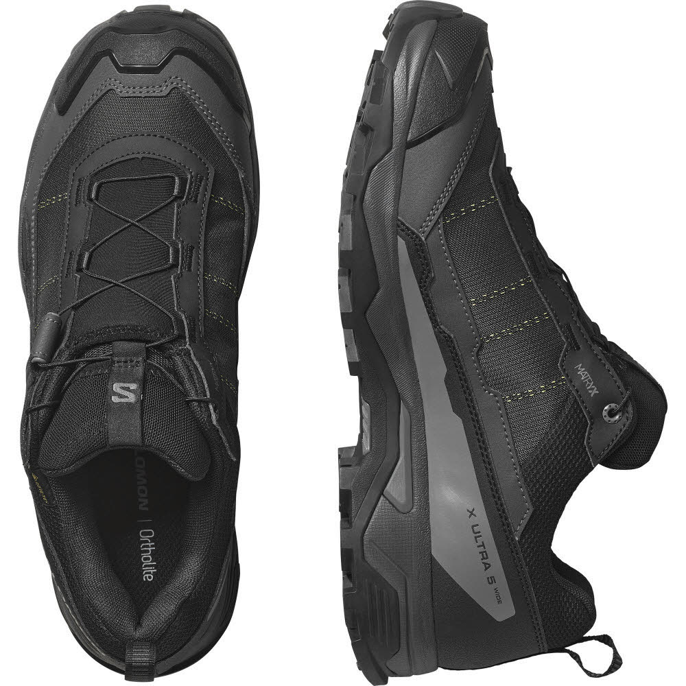 Salomon X ULTRA 5 WIDE GTX Herren Wanderschuhe Trekkingschuhe Low schwarz