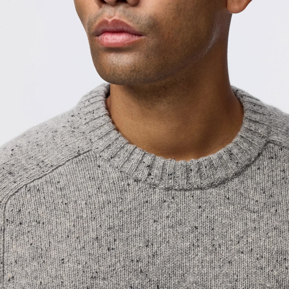 Fjällräven Övik Neps Knit Sweater Herren Strickpullover Wollsweater Midlayer grau