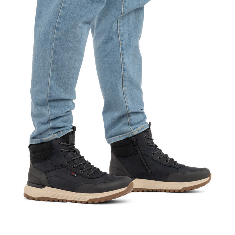 Rieker Herren Schnürstiefel Kurzstiefel pazifik/schwarz