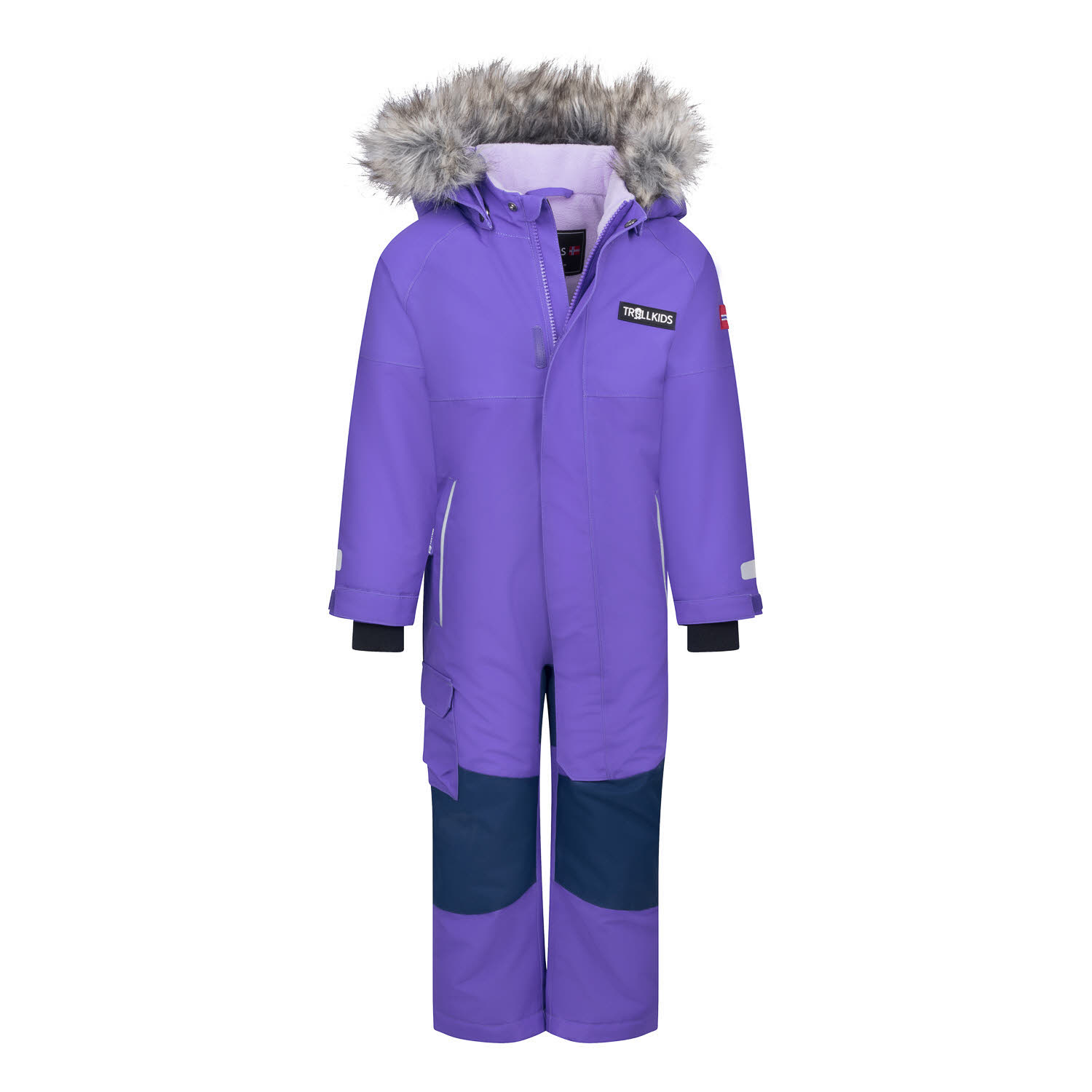 Trollkids Kids Kirkenes Snowsuit Mädchen Kinder Overall Schneeanzug mit Kapuze lila