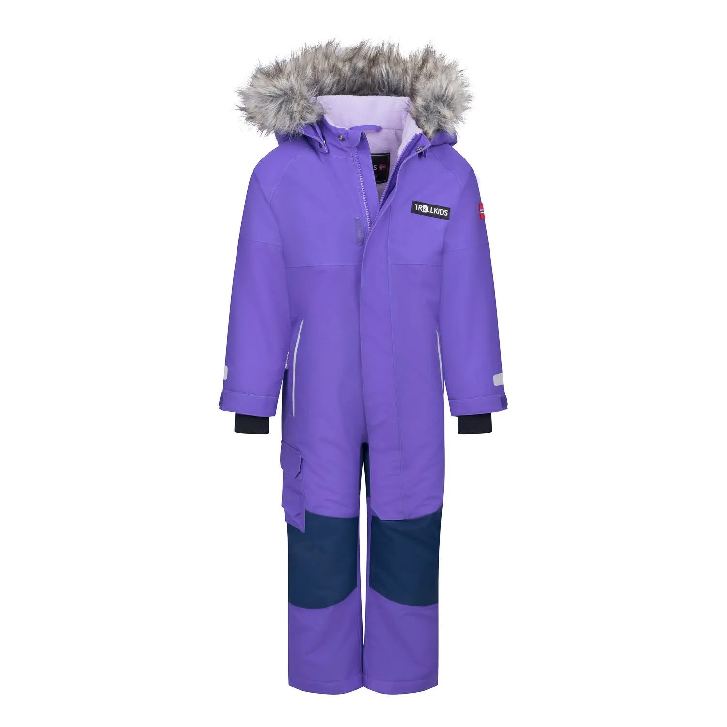 Trollkids Kids Kirkenes Snowsuit Mädchen Kinder Overall Schneeanzug mit Kapuze lila
