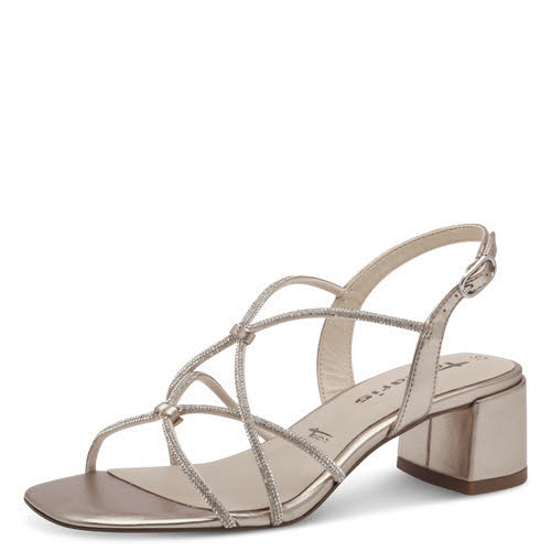 Tamaris Damen Sandalette Absatzsandale Light Gold