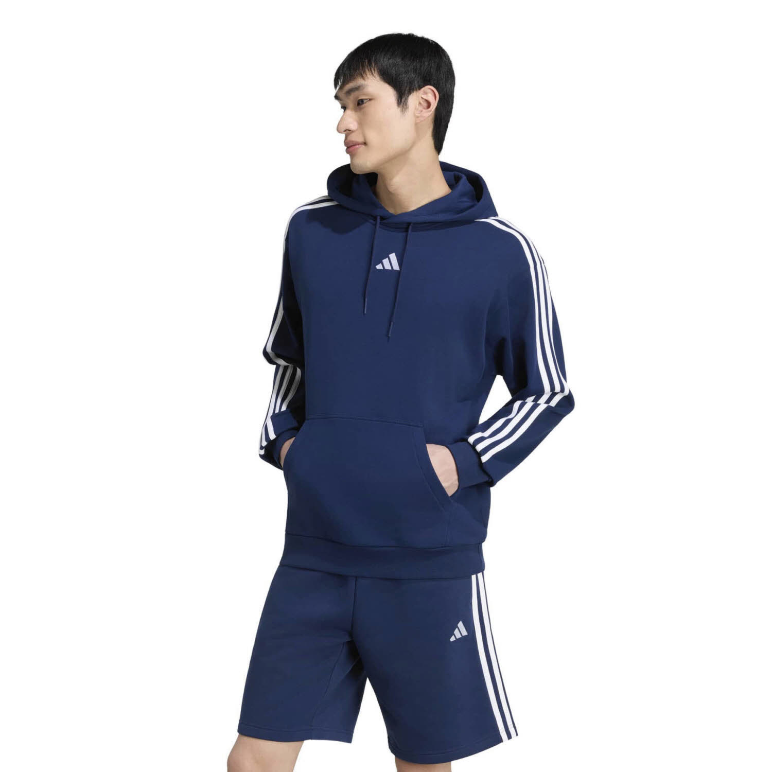 adidas Essentials 3-Stripes French Terry Herren Hoodie Kapuzenpullover blau