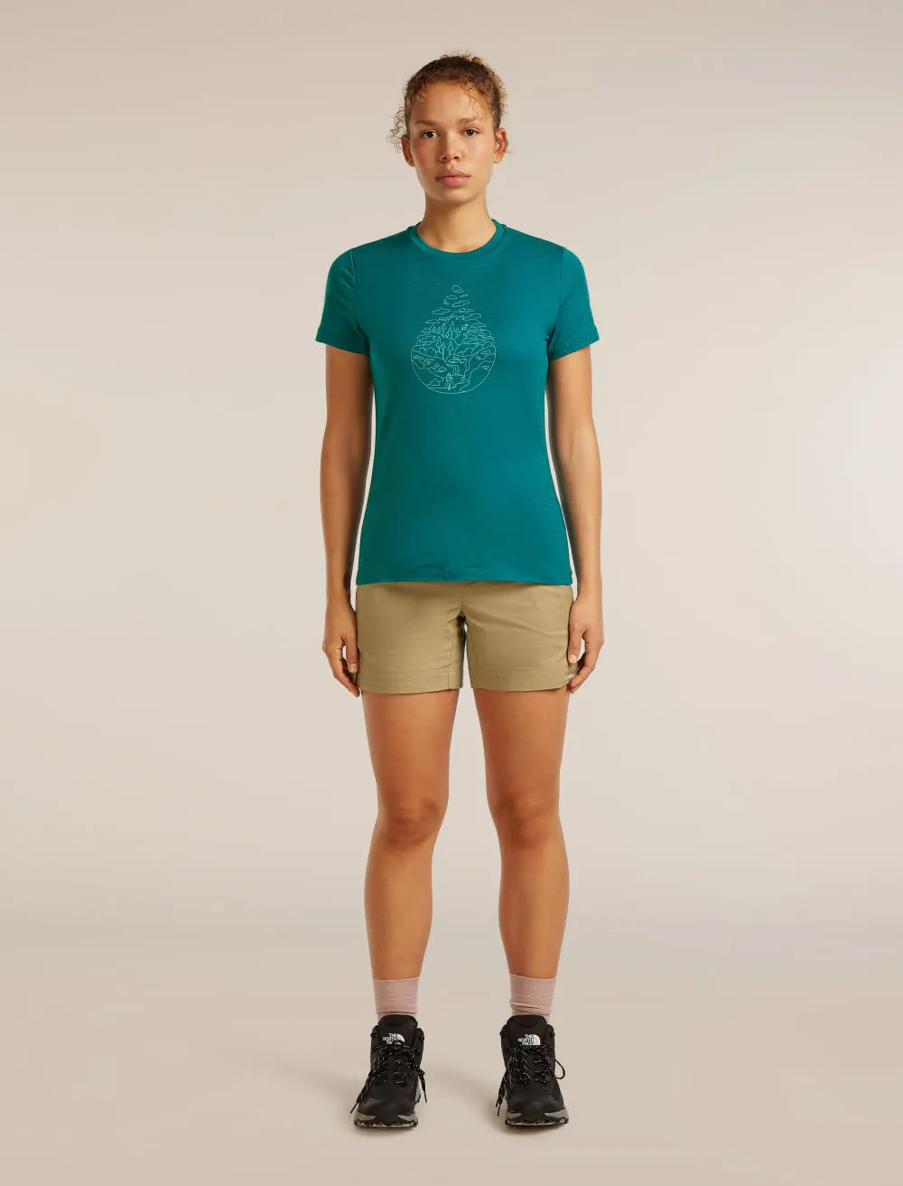 Icebreaker Merino 150 Tech Lite SS Tee Hike Path Damen T-Shirt Funktionsshirt blau