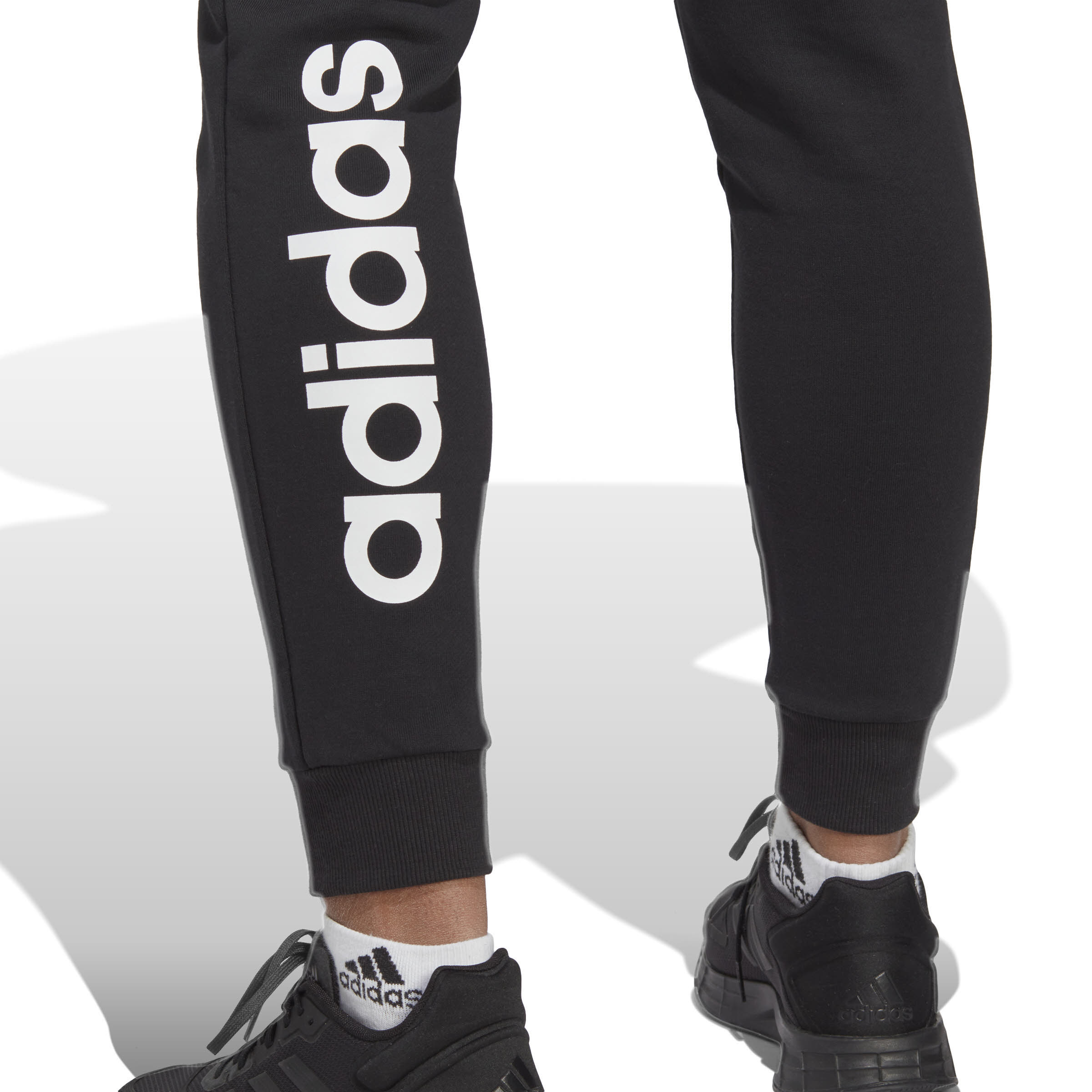 Adidas Essentials Linear French Terry Cuffed Hose Weitenregulierbar Baumwolle Damen Schwarz
