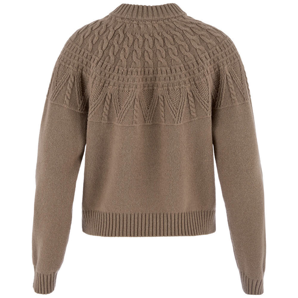 Fjällräven Övik Solid Jacquard Knit Damen Strickpullover Wollsweater braun
