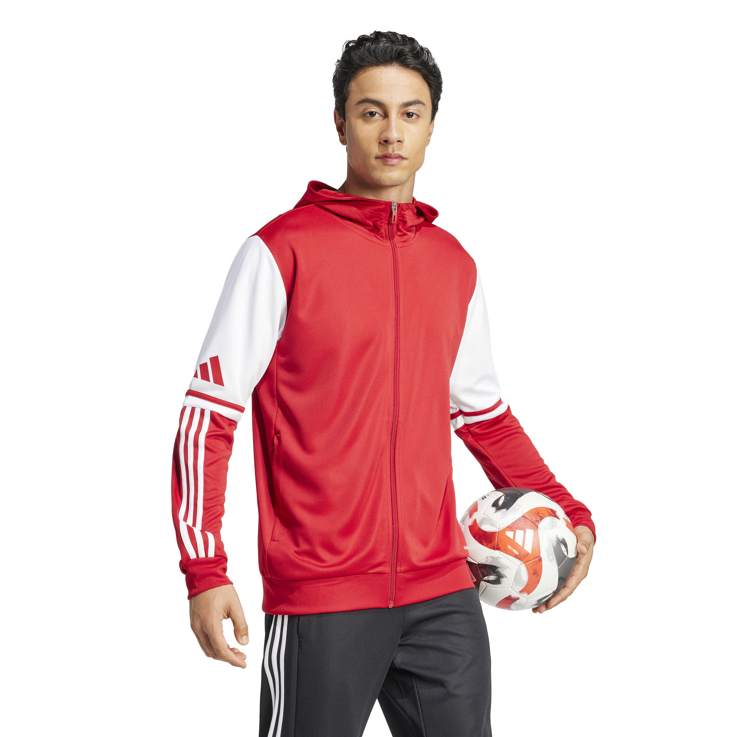 adidas Squadra 25 Kapuzenjacke Trainingsjacke Herren rot weiß