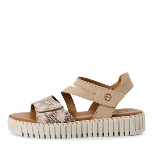 Tamaris Damen Sandale Plateausandalette beige