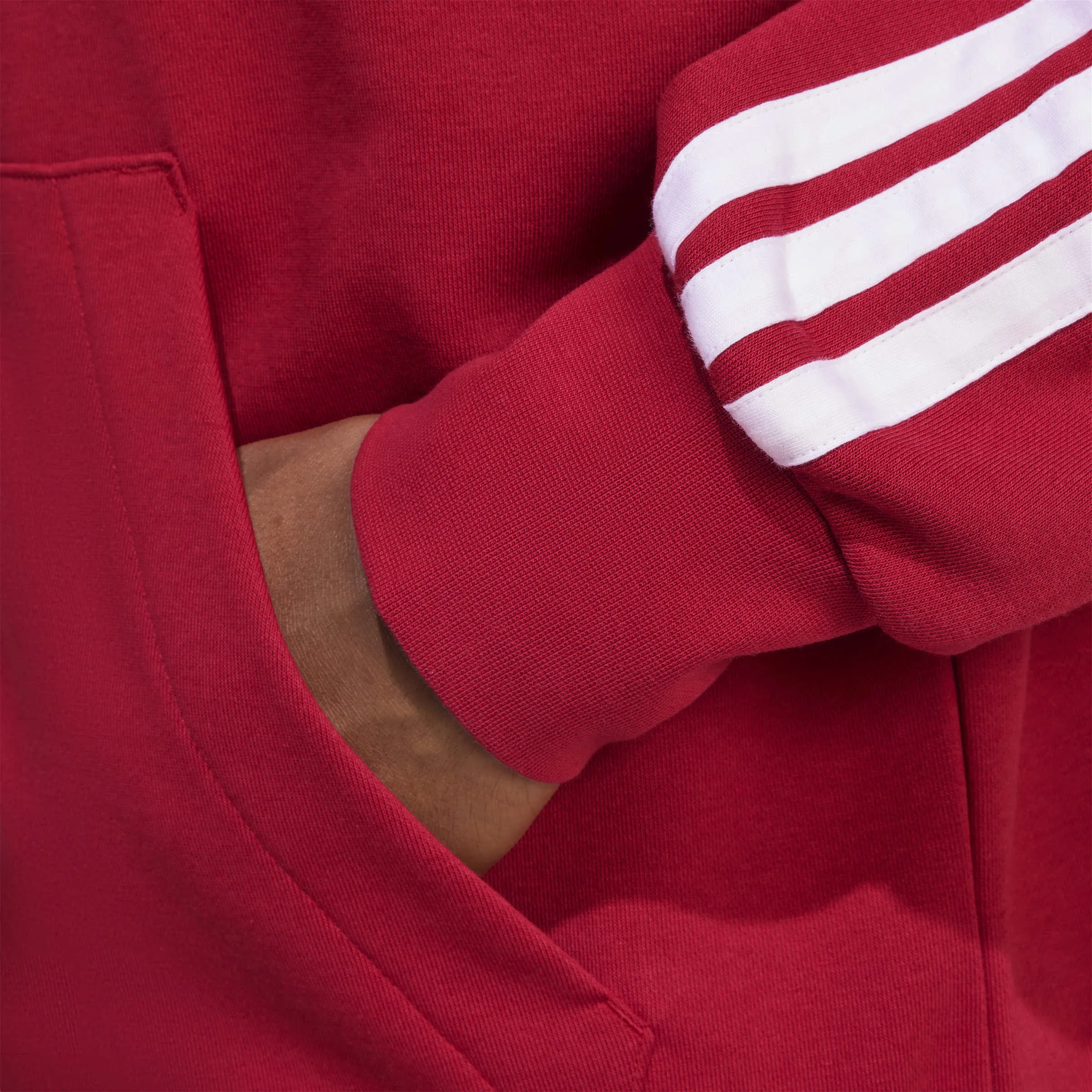 Adidas Essentials 3-Streifen French Terry Herren Kaputzensweat rot