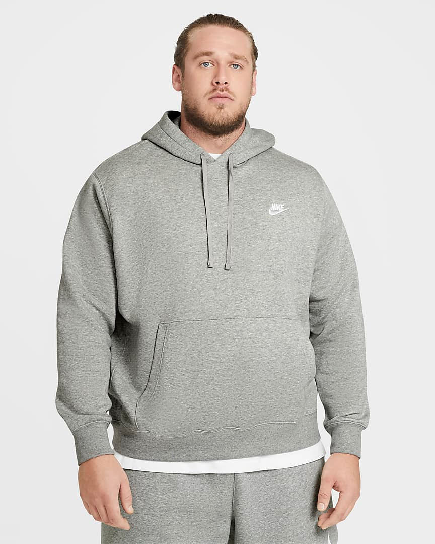 Nike M NSW CLUB HOODIE Herren Kapuzenpullover Freizeitpulli Grau NEU