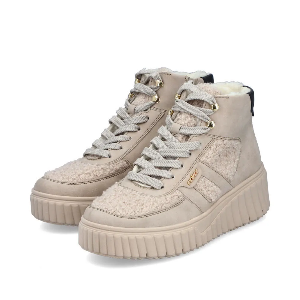 Rieker Sneaker High Damen Halbschuhe Freizeitschuhe gefüttert beige