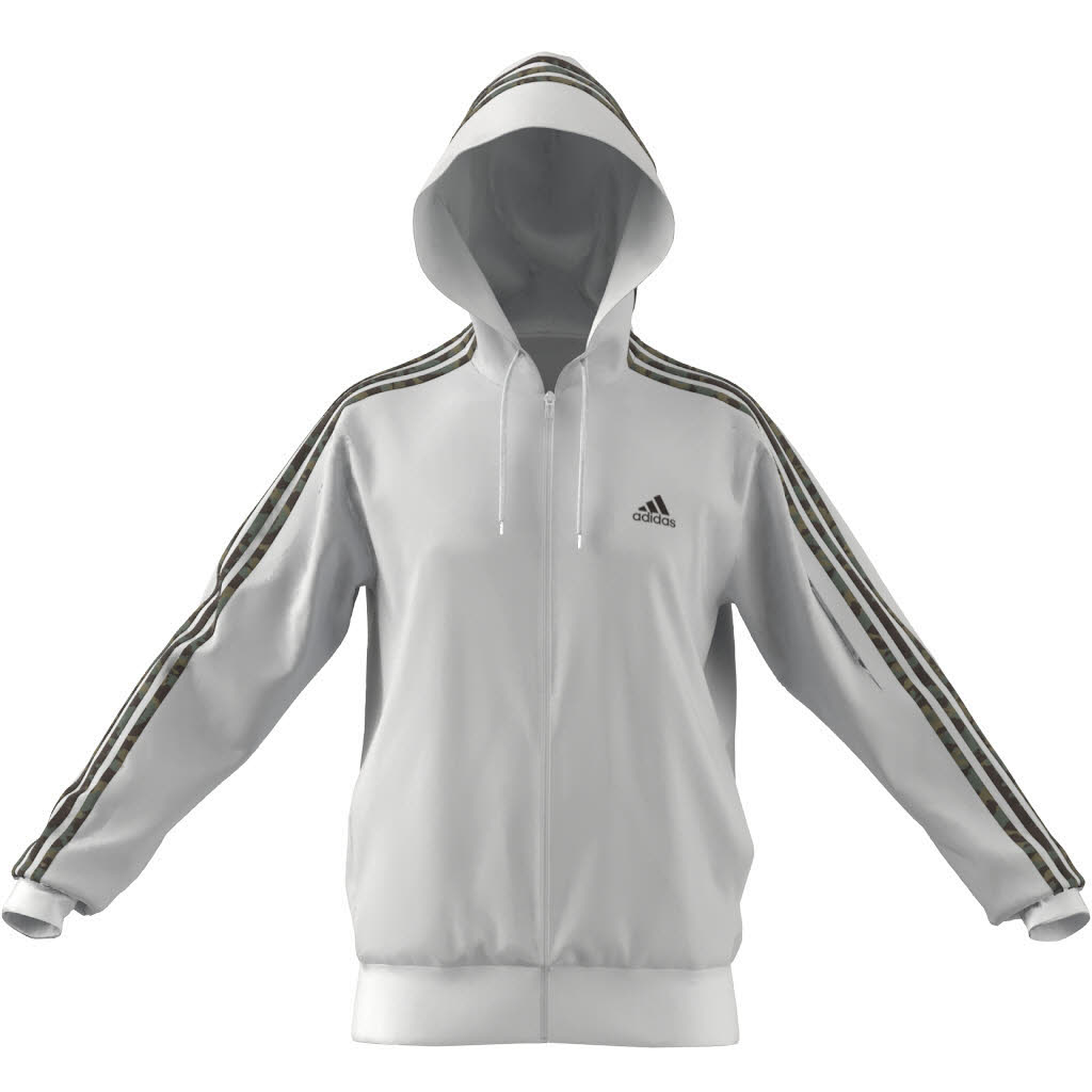 adidas M 3S FT FZ HD Herren Kapuzenjacke Trainingsweste weiß NEU