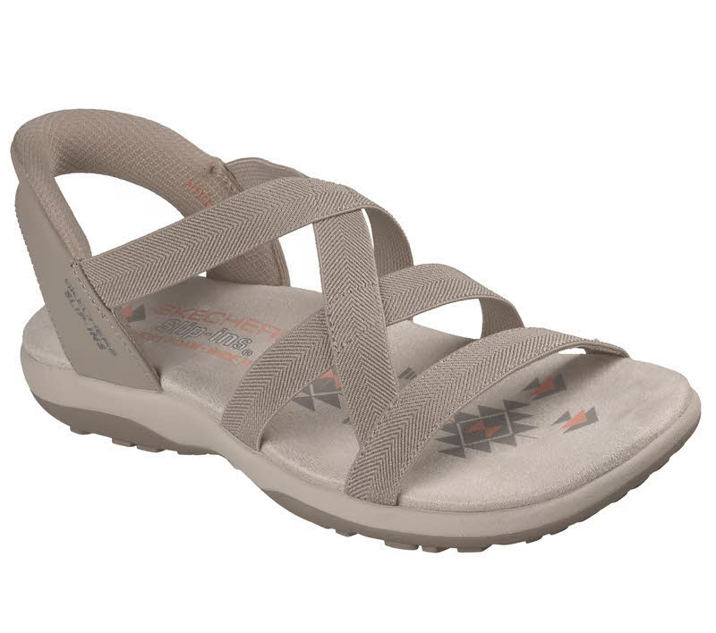 Skechers REGGAE SLIM - STRETCH FLEX Damen Sandalen Sandalette grau