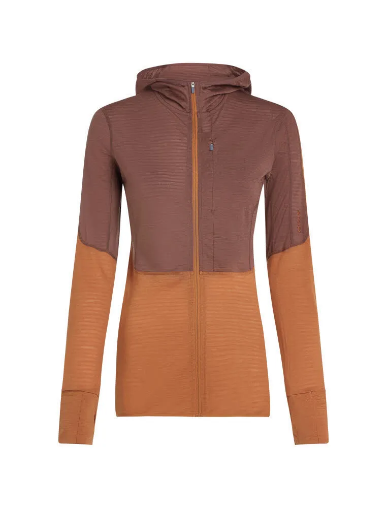 Icebreaker Merinomix 200 Realfleece™ Descender Zip-Hoodie Fleecejacke Damen braun