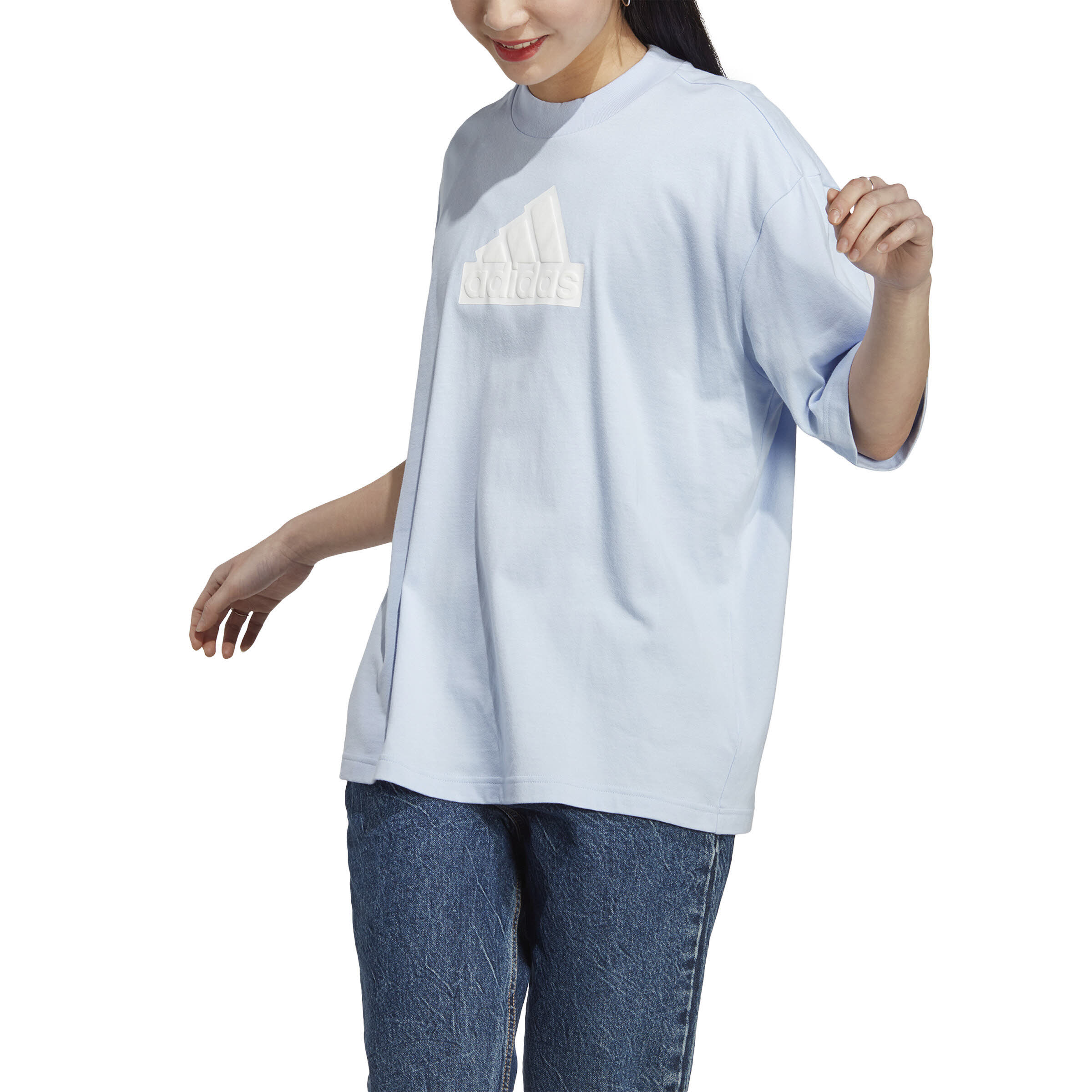 adidas Future Icons Badge of Sport Boyfriend Damen T-Shirt Baumwollshirt blau