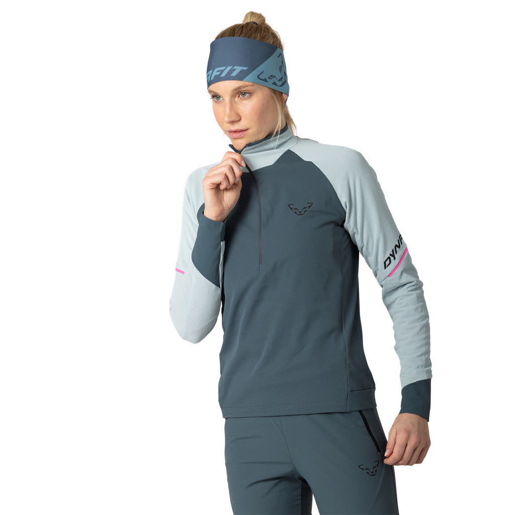 Dynafit Alpine Longsleeve Half Zip Tee Damen Longsleeve Laufshirt blau