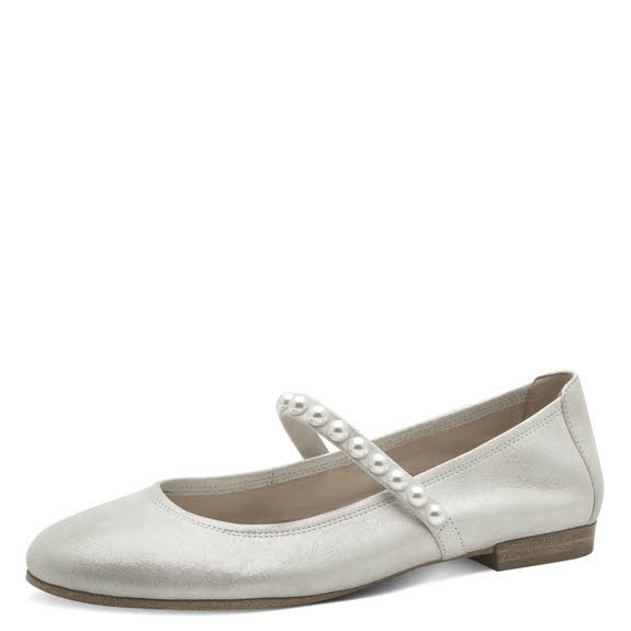 Tamaris Damen Ballerina Riemchenballerina silber grau