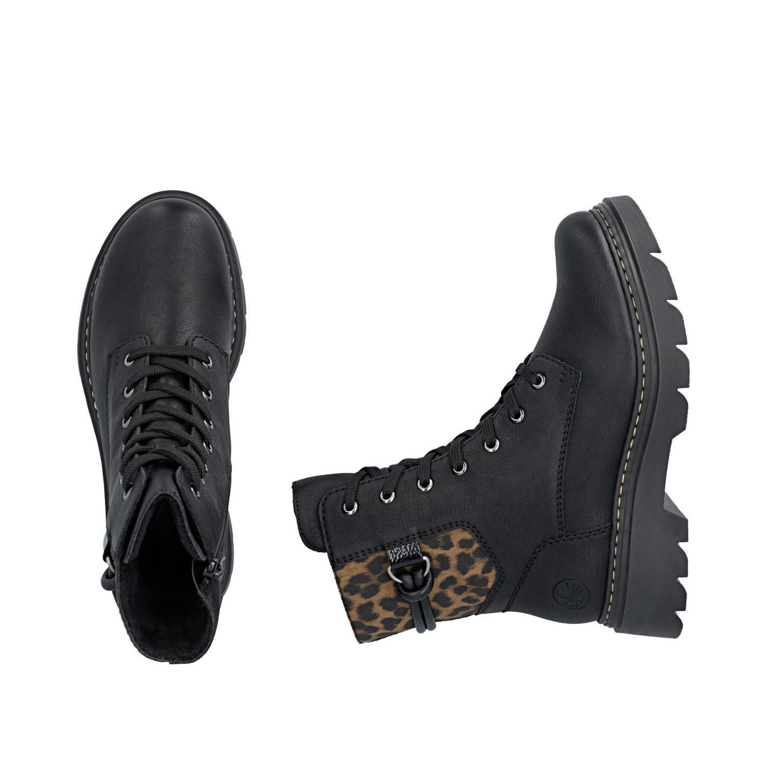 Rieker HWK Damen Stiefel Damen Modestiefel Biker Boots schwarz/braun