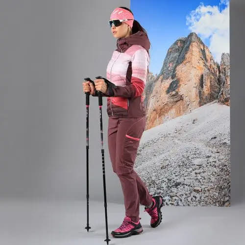 CMP Hybrid Damen Daunenjacke Rot Weiß Rosa