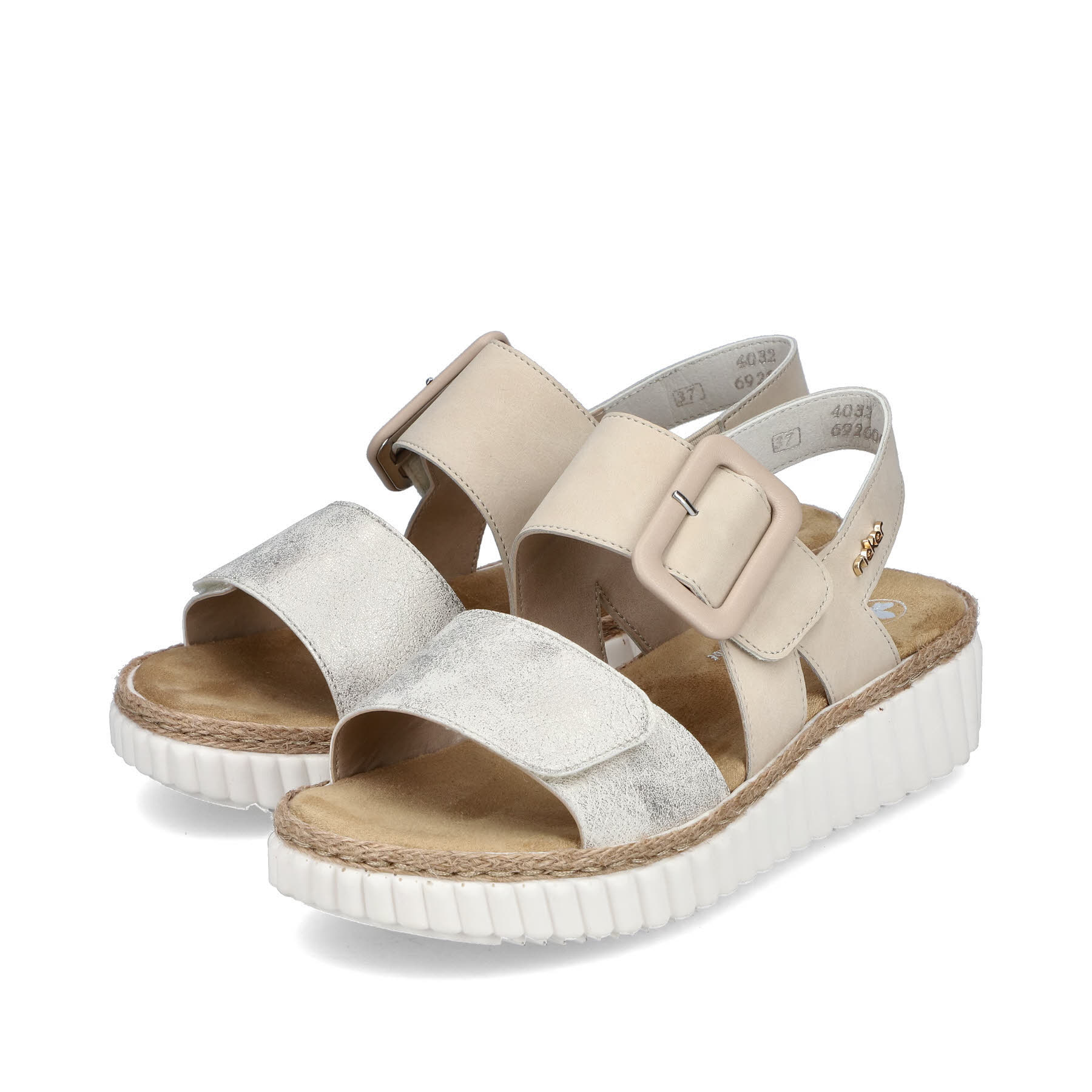 Rieker Damen Sandalen Keilsandaletten Modeschuhe Sommerschuhe hellbeige