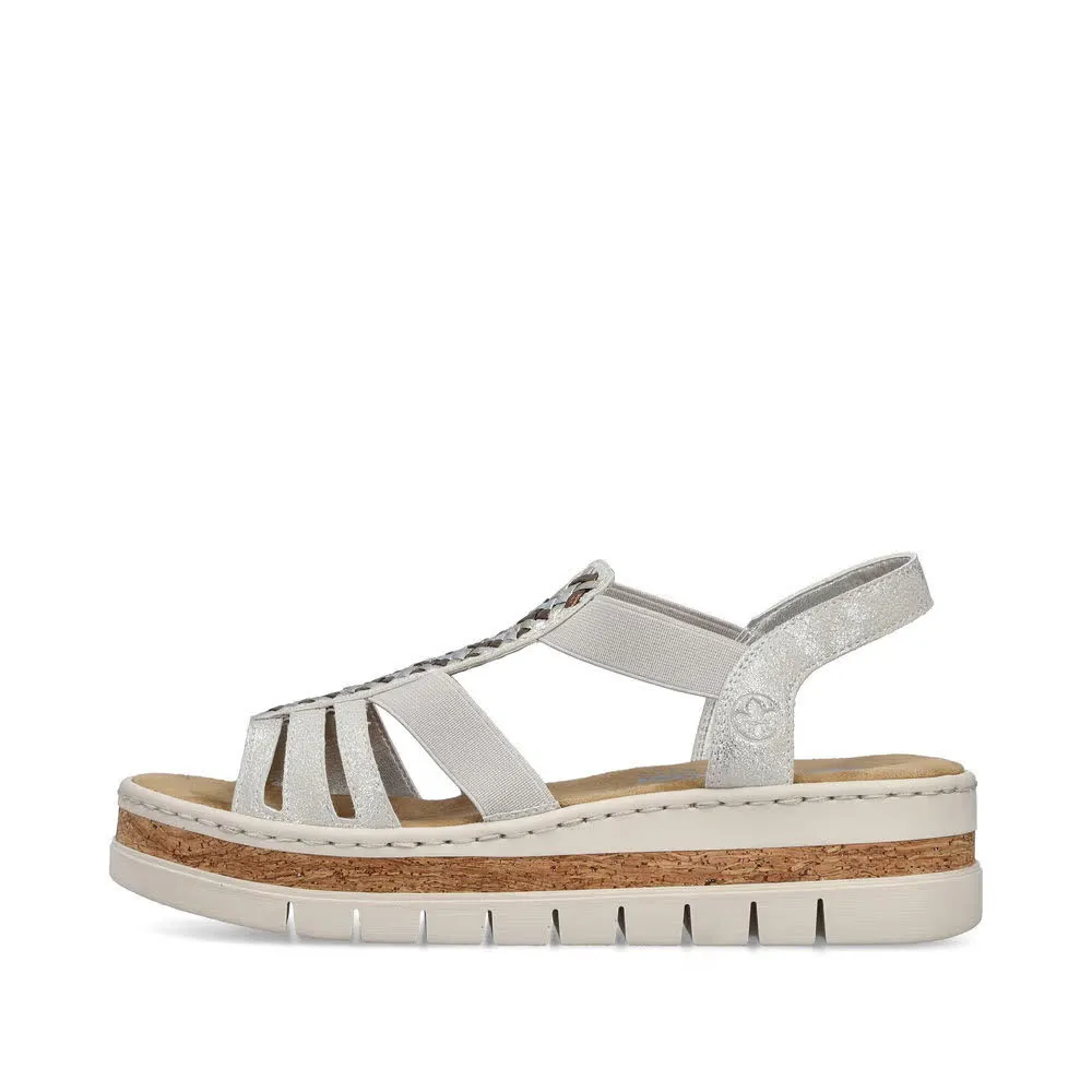 Rieker FSK Damen Sandalen Keilsandaletten silber