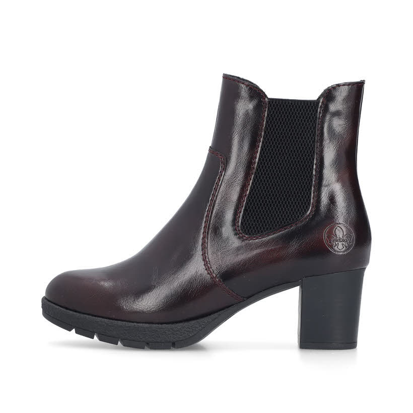 Rieker Stiefeletten Damen Freizeitstiefel Kurzstiefel schwarz-rot