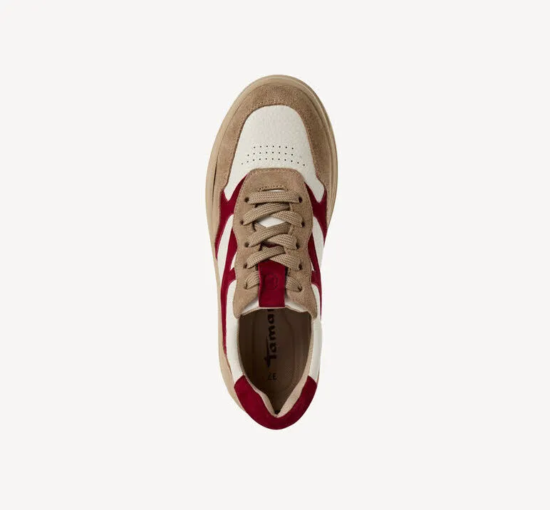 Tamaris Women Lace-up Damen Sneaker beige/rot