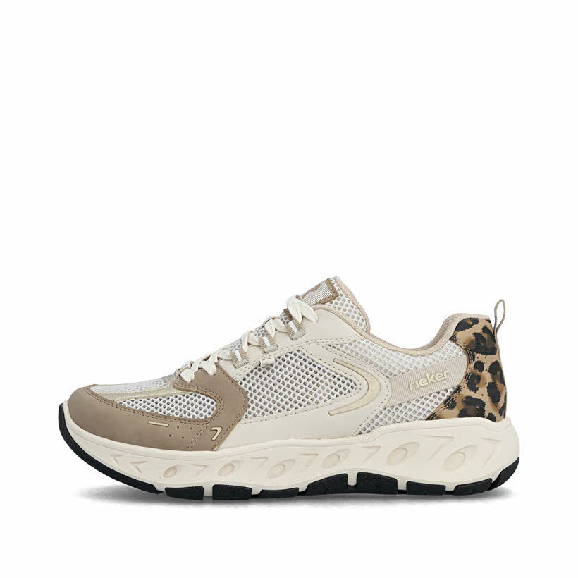 Rieker Damen Sneaker Halbschuhe low beige braun leoprint