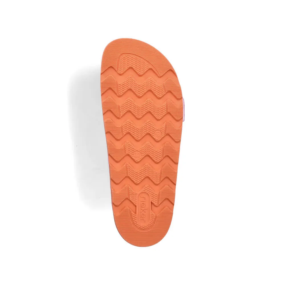 Rieker FSK Damen Pantoletten Hausschuhe rosa/orange