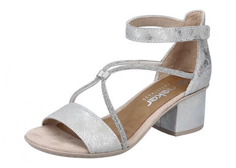 Rieker FSK Damen Sandalen Riemchensandaletten silber/platin