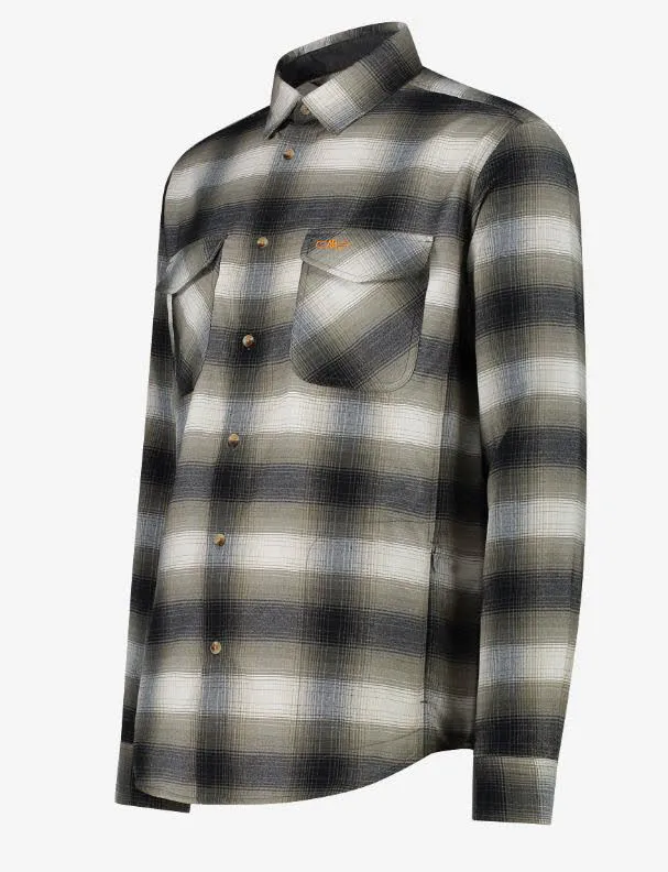 CMP MAN SHIRT Herren Hemd Langarm Freizeithemd olive/nero/bianco