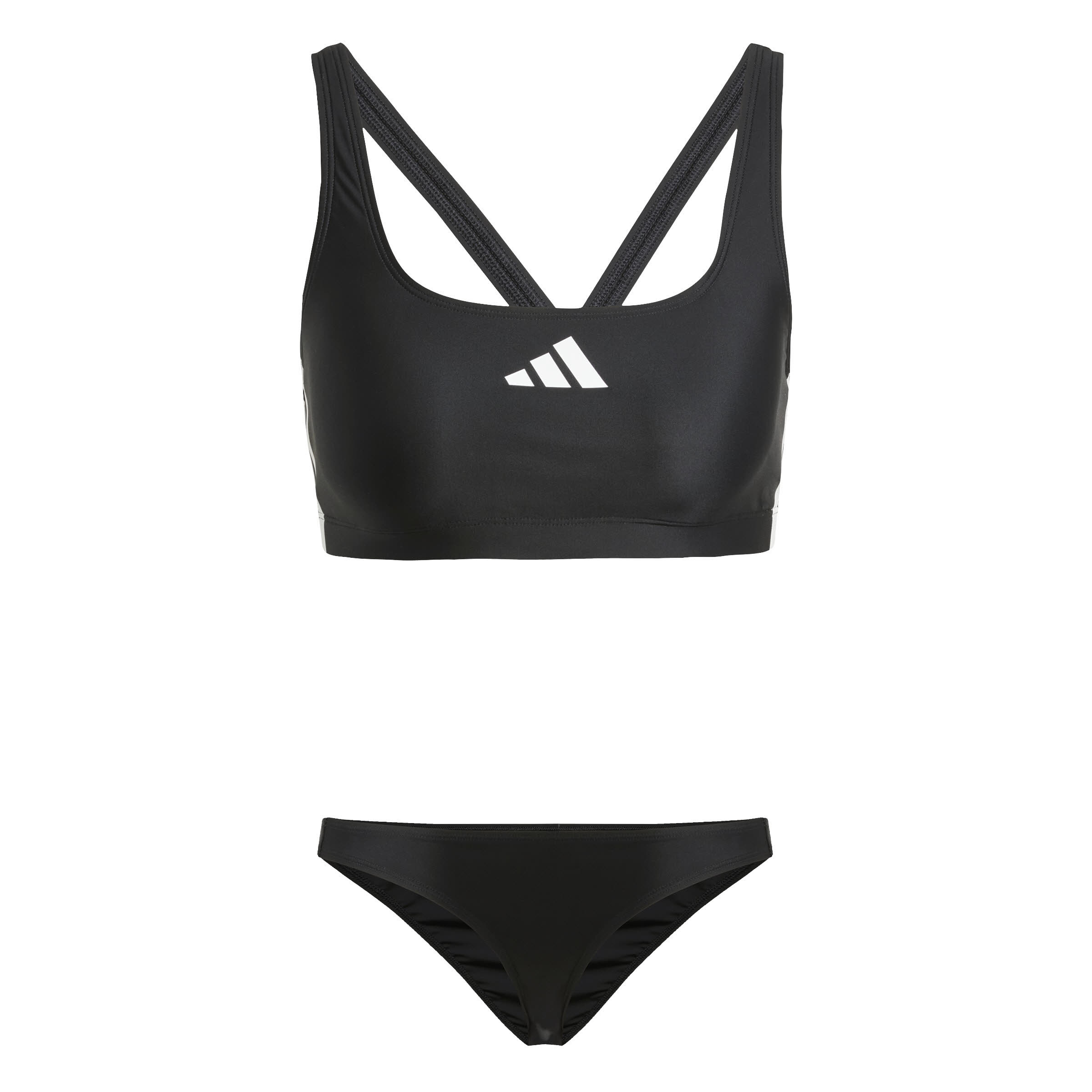 adidas 3-Streifen V-Back Bikini Set Oberteil + Hose Damen schwarz