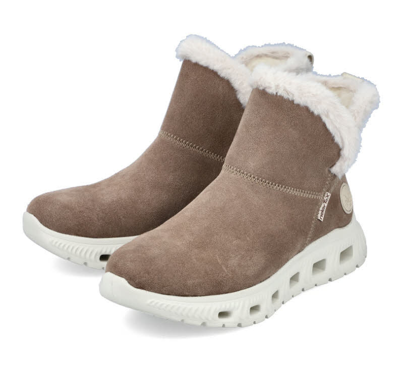 Rieker Damen Stiefelette Slipper Gefüttert Modeschuh Damen beigebraun
