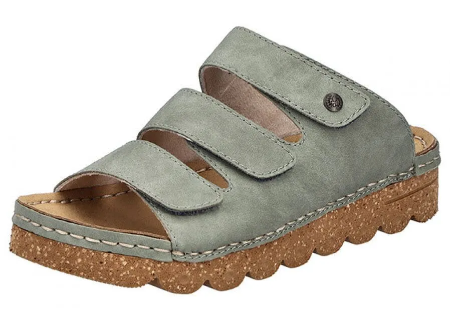 Rieker FSK Damen Pantoletten Sandalen Hausschuhe hellgrün