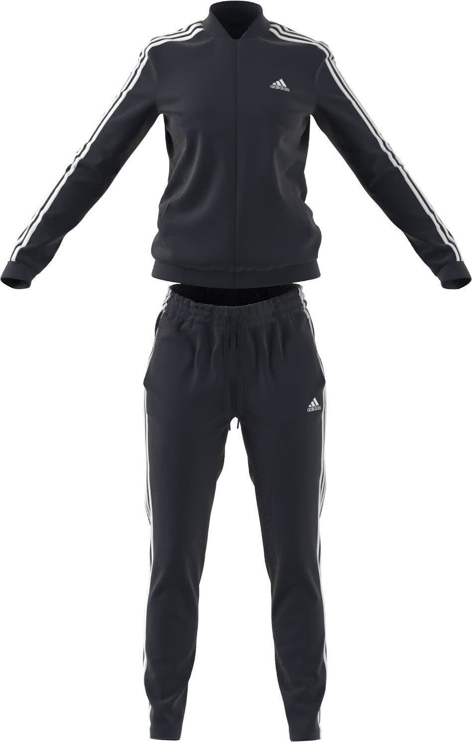 adidas 3 Streifen Damen Trainingsanzug Schwarz Weiß