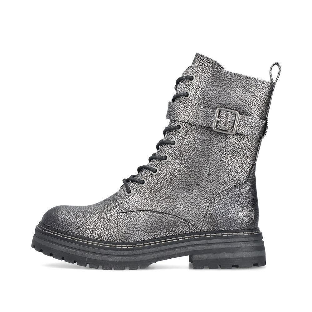 Rieker Biker Boots Damen Kurzstiefel Freizeitstiefel silber