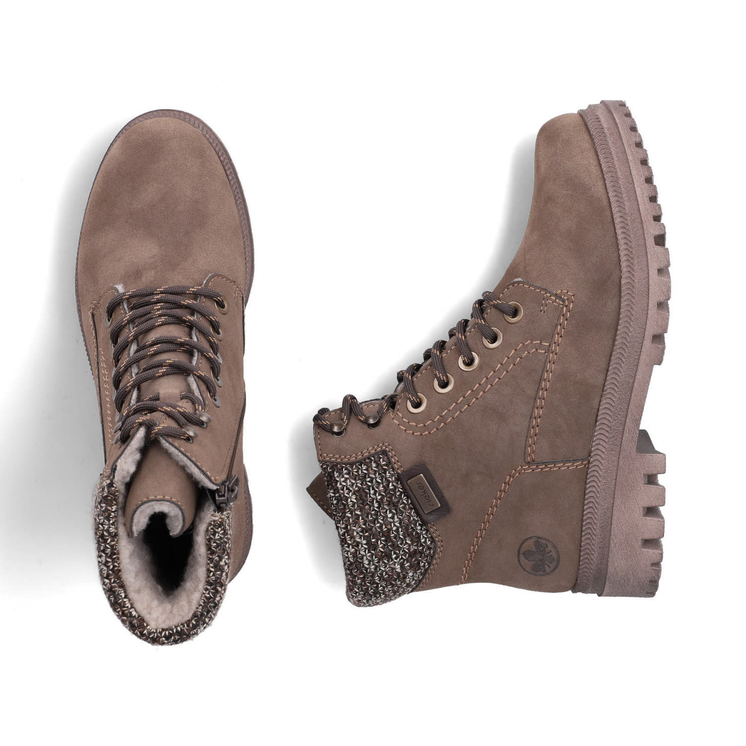 Rieker HWK Damen Stiefel Damen Schnürstiefel Winterstiefel braun