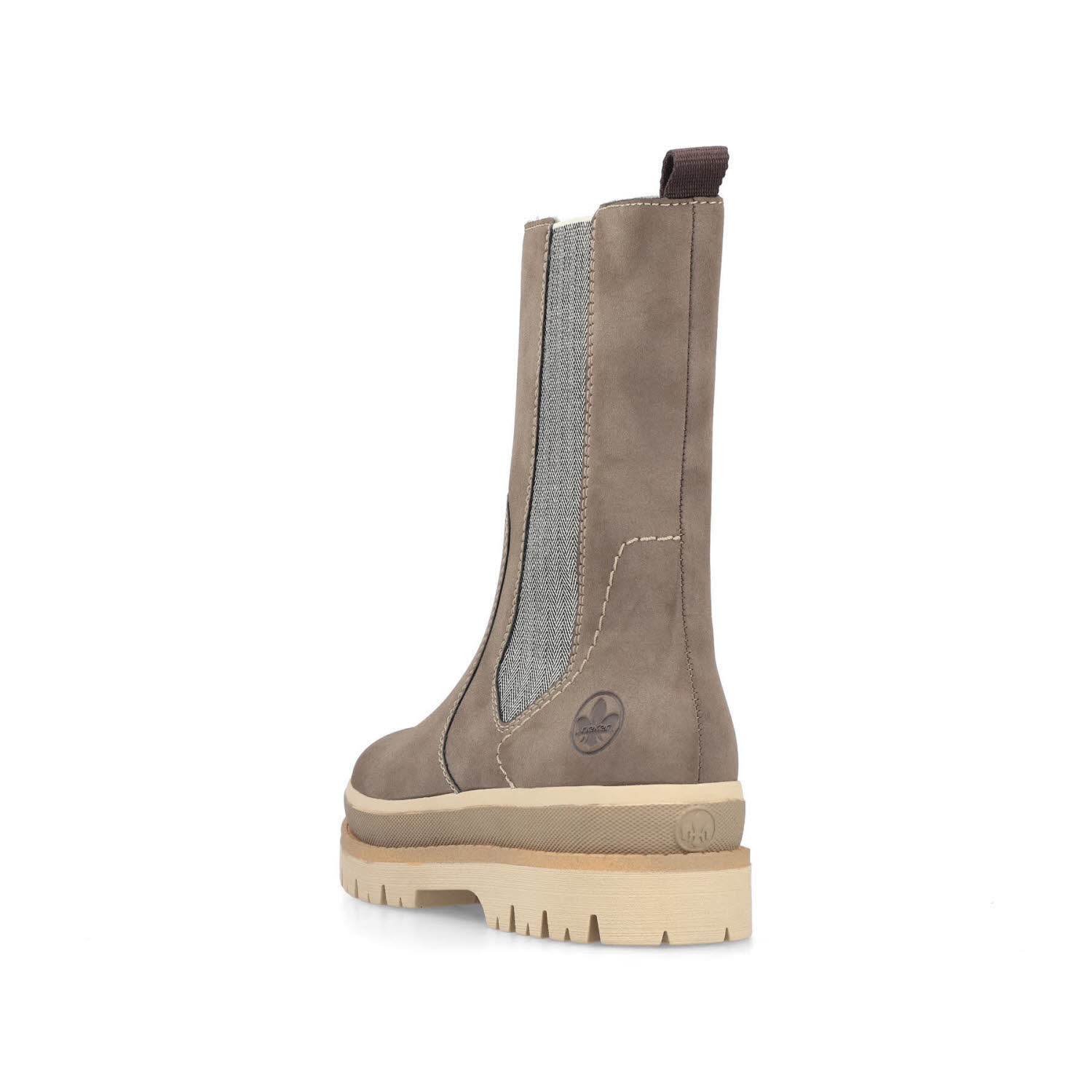 Rieker Chelsea Boots Damen Stiefelette Slipper Kurzstiefel Freizeitstiefel gefüttert mushroom/leinen