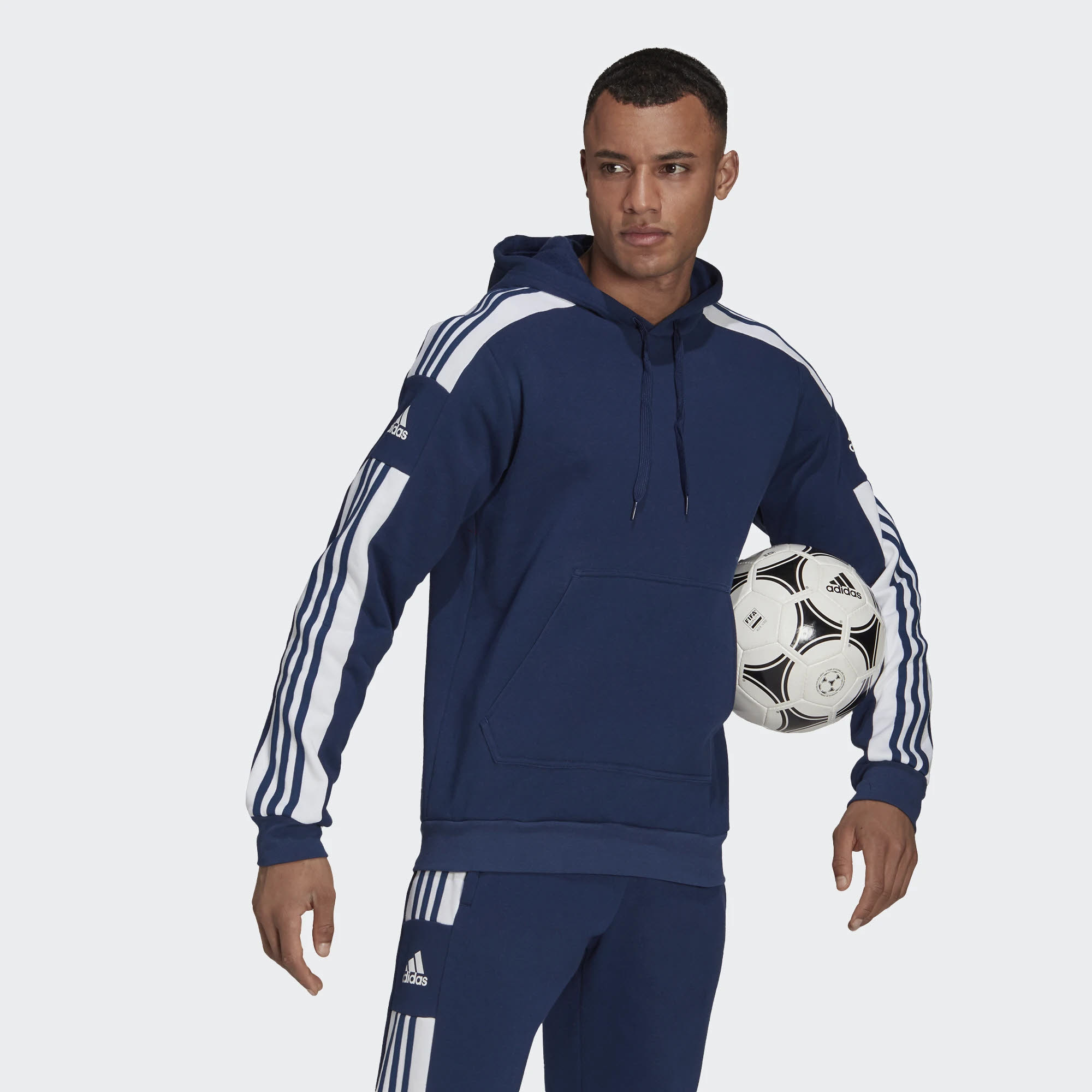 adidas SQ21 SW HOOD Herren Hoodie Kapuze Langarm Sport Freizeit 3-Streifen blau