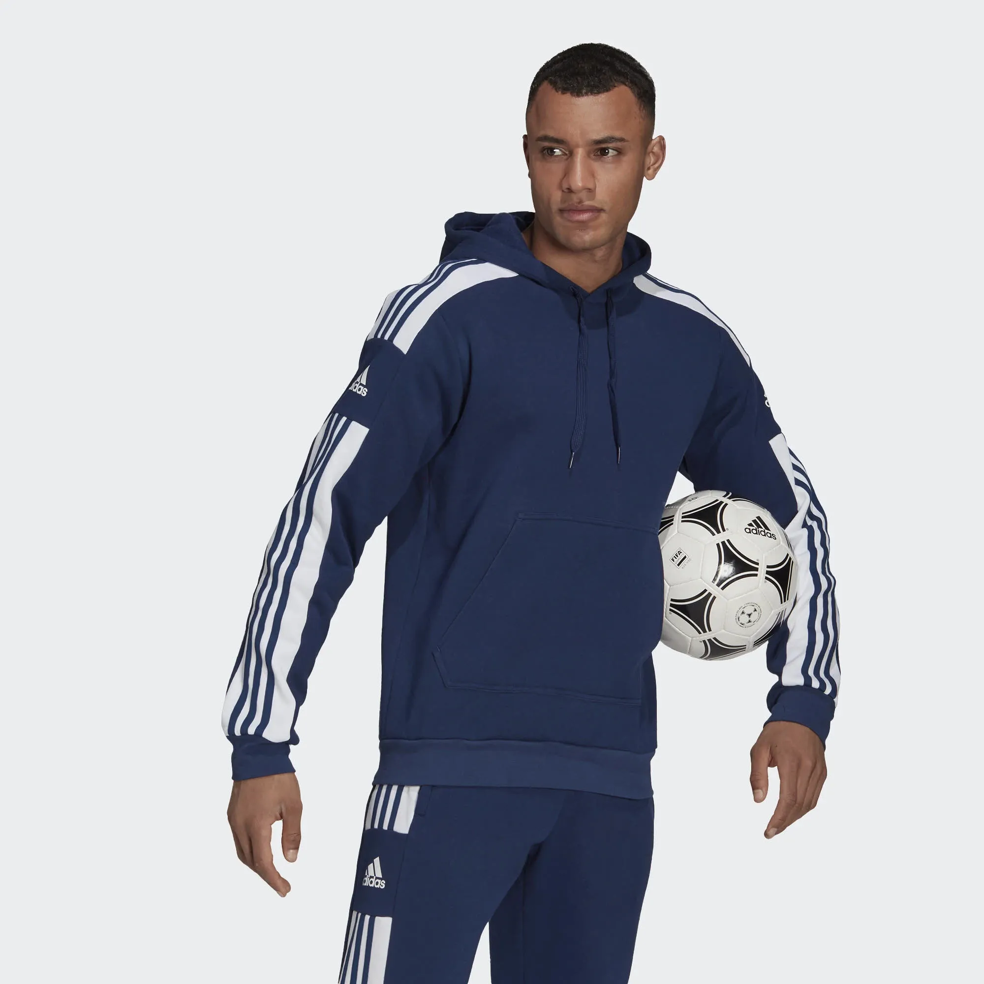 adidas SQ21 SW HOOD Herren Hoodie Kapuze Langarm Sport Freizeit 3-Streifen blau