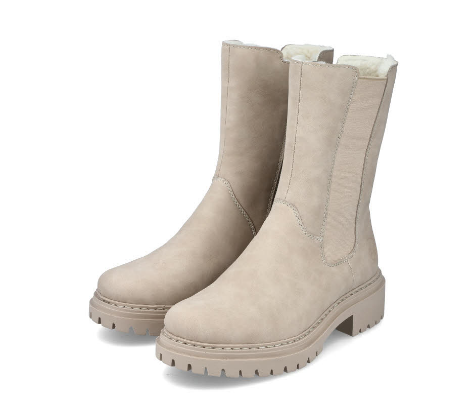 Rieker Damen Chelsea Boots Stiefeletten Slipper gefüttert hellbeige