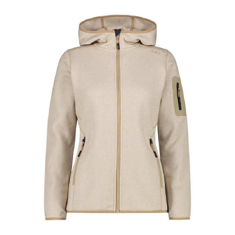 CMP WOMAN JACKET FIX HOOD Damen Fleecejacke Outdoorweste B.CO GESSO-SESAMO