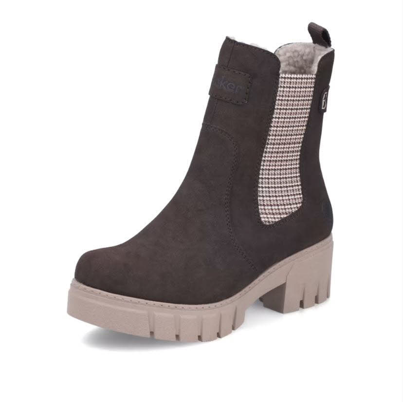 Rieker Damen Stiefel Stiefeletten Kurzstiefel mit Reißverschluss braun