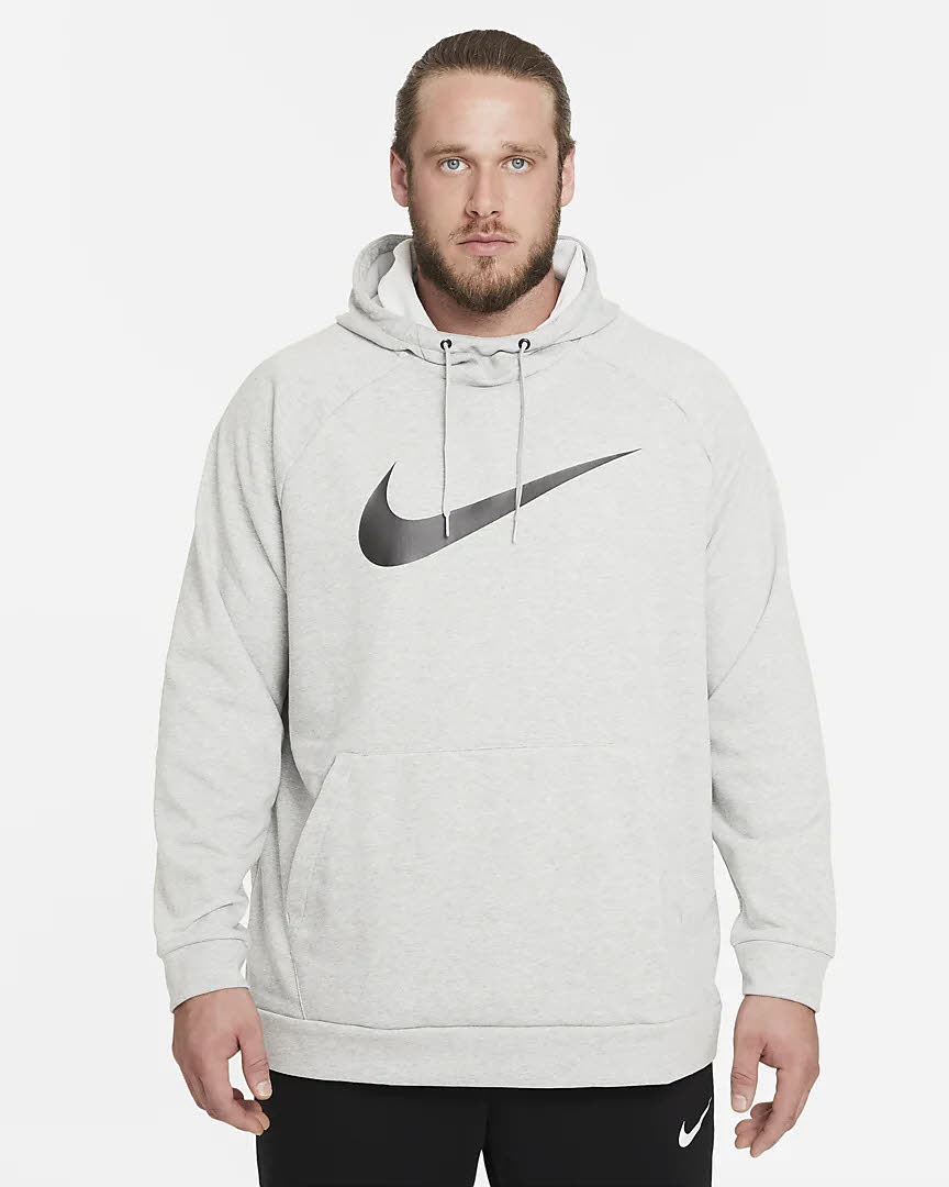Nike DRI-FIT MEN'S PULLOVER Sportswear Herren Hoodie Kapuzenpullover Grau NEU